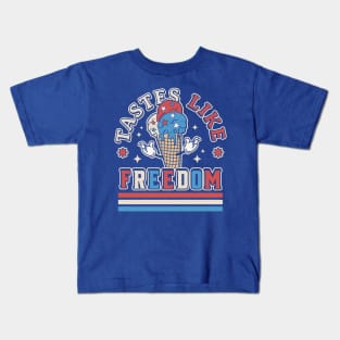 Tastes Like Freedom - Patriotic Ice Cream Funny 4th of July Kids T-Shirt